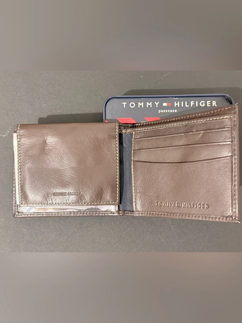 Tommy Hilfiger Brown Leather Passcase with Flag Detail